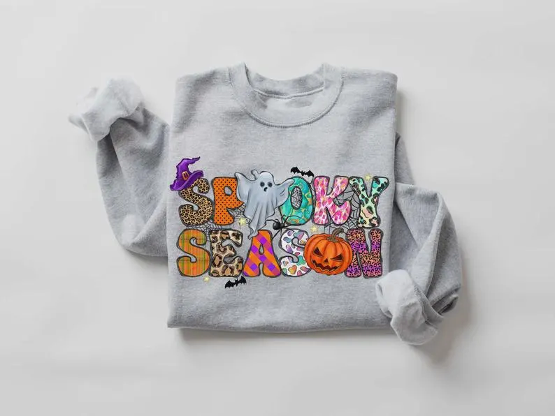 Spooky Season Ghost Sweatshirt, Halloween Crewneck